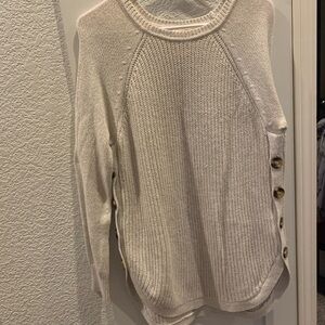 RD Style Cream Crew Neck Sweater with Ribbed Texture